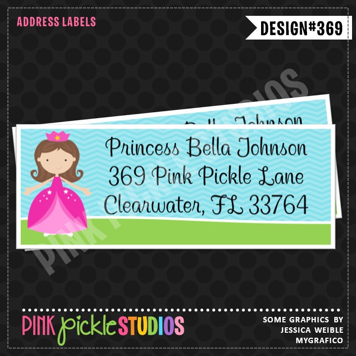 PRINCESS & PIRATE Personalized ADDRESS Label (369)