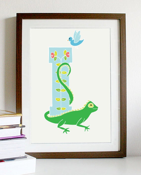 A4 Letter Alphabet artwork print: "I" / Nursery artwork / kids room artwork