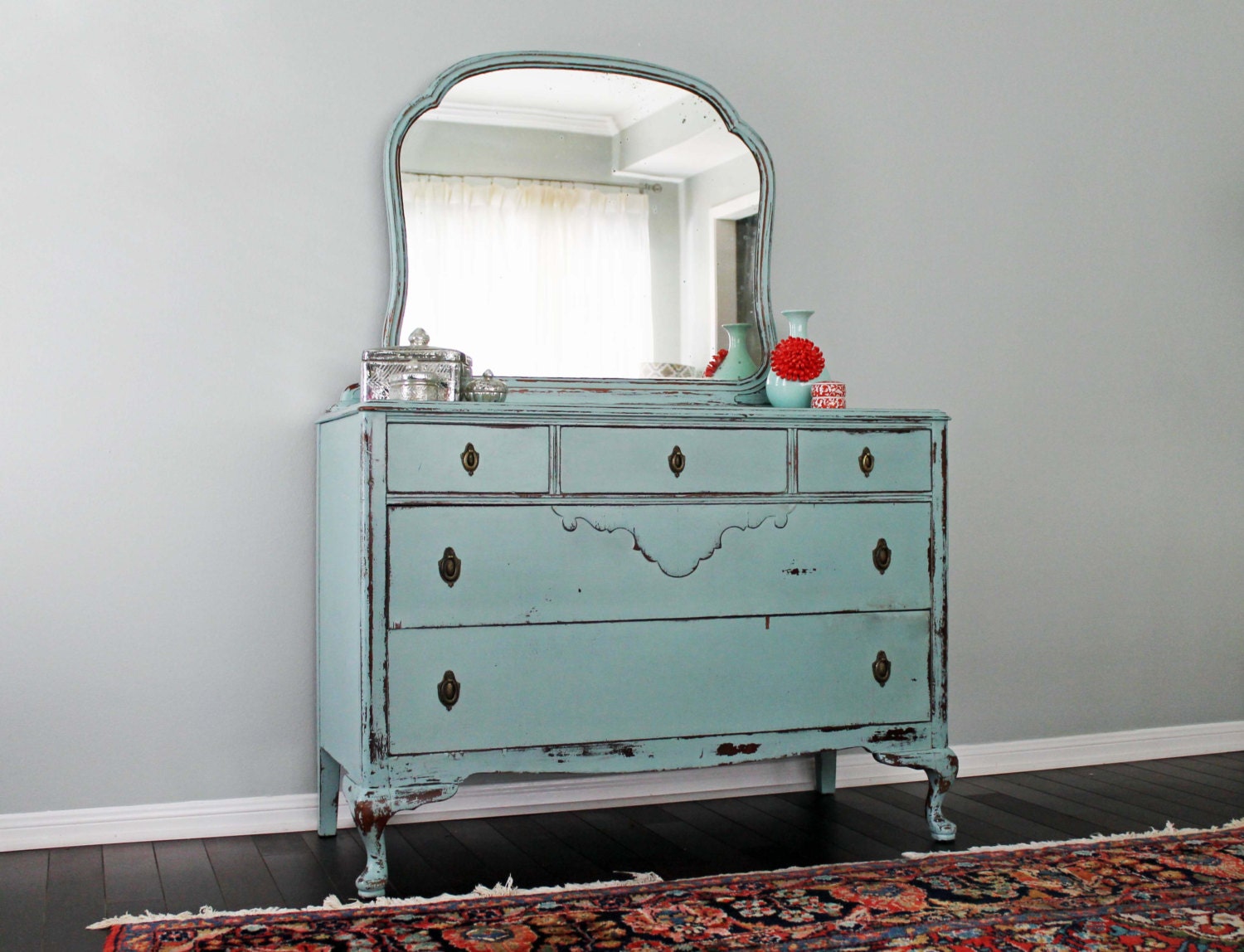 SOLD Vintage Painted Dresser with Mirror