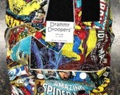 Comic Book (Avengers print) cloth one size AI2 pocket diaper with insert (touchtape or snap closure - microfleece or suede cloth lining)