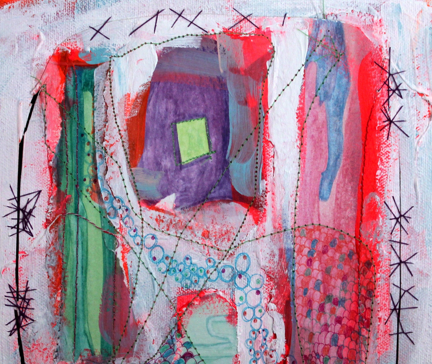 Original SEWN Painting/Abstract Painting/Original Mixed Media Painting