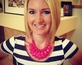 Hot Pink 3 layer tear drop Necklace