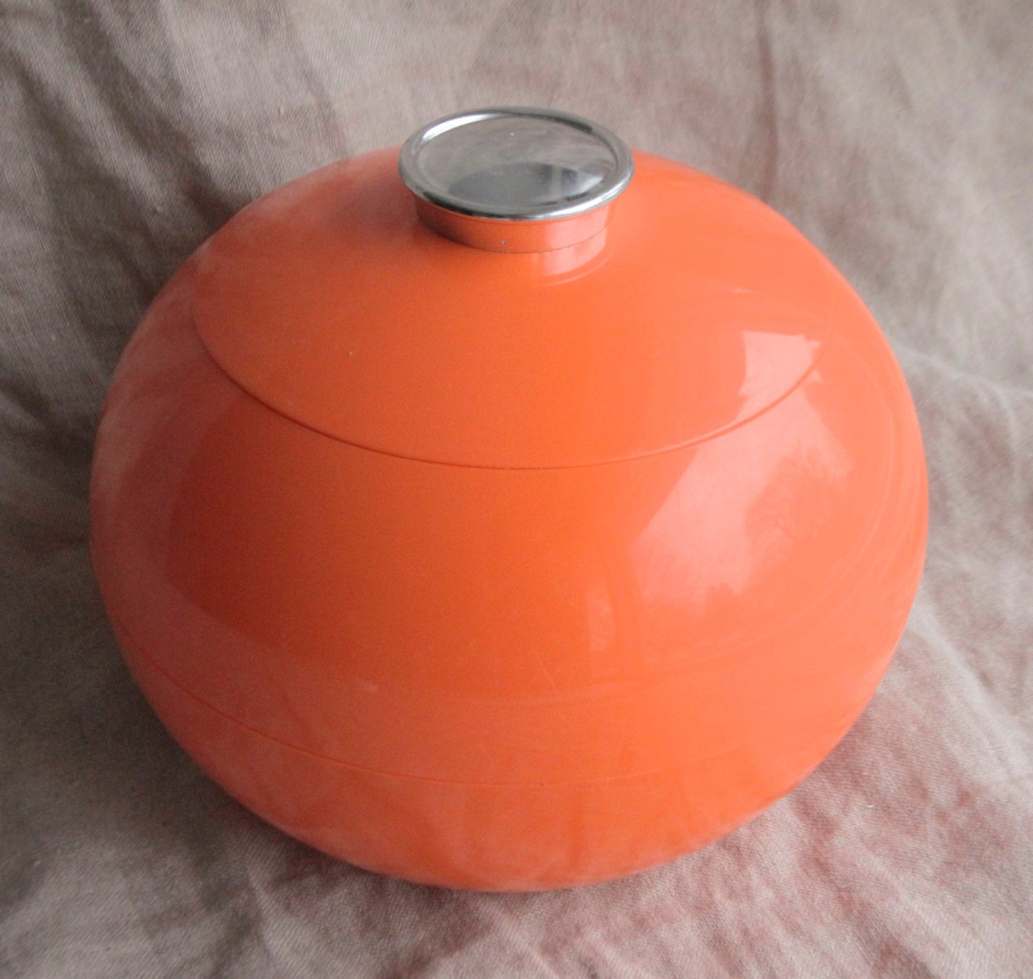 VIntage Orange Sphere Plastic Ice Bucket Made In France