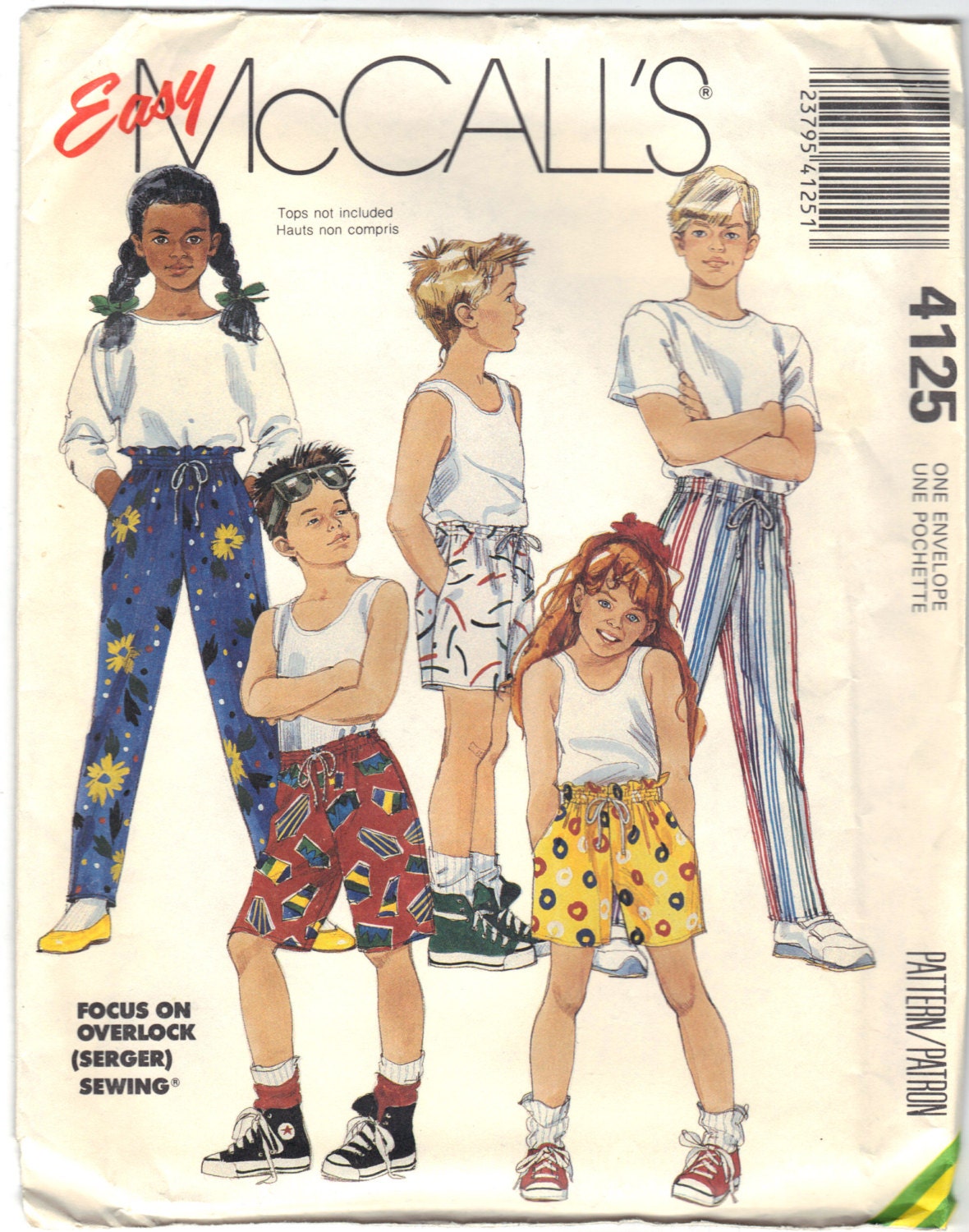 Girls' and Boys' Pants or Shorts  McCall's 4125 One Envelope (Sizes S-M-L)