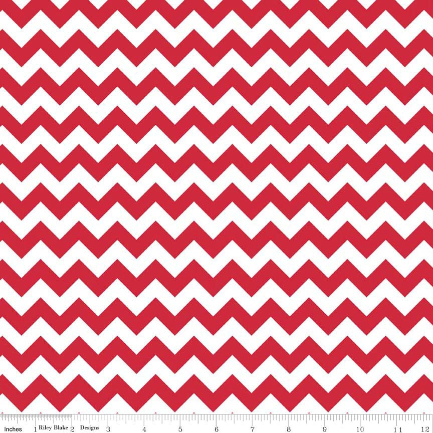 Small Red Chevron - Riley Blake Chevron - Chevron Fabric - HALF YARD