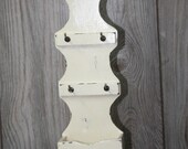Vintage, Upcycled, Wood, Shabby Chic, Key Holder, Off White.