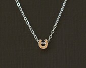 Rose Gold Tiny Horseshoe Necklace - Sterling Silver Chain