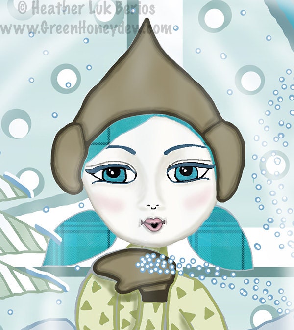 Snow Globe - 8x10 Fine Art Print - Digital Painting - Fantasy, Whimsical, Girl, Christmas, Holiday Gift, Winter