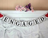 ENGAGED  Bridal Shower Banner - Wedding Banner - Engagement Party Decoration - Photo Prop