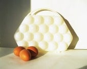 Egg basket Soviet Vintage USSR Bright white primitive easter egg box Old kitchen utensils Farmhouse Rustic decor Russian design