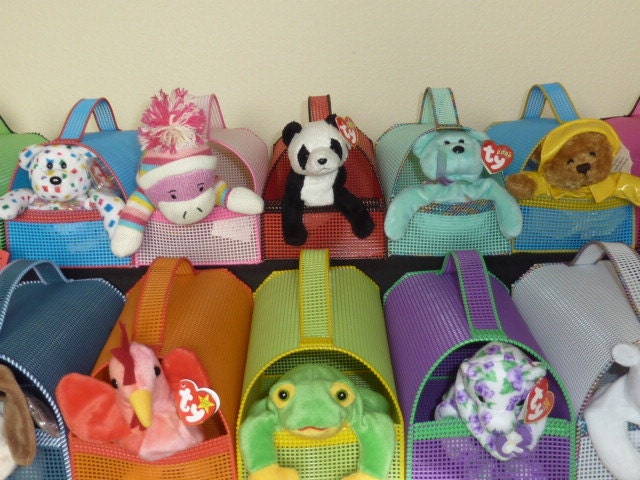 Children's Wild Animal Plush Toy with Carrier / Stuffed Animal Pet Pack / Ty Beanie Baby / Doll Carrier