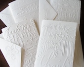Variety Pack, 8 Embossed Cards, Thank you cards, Happy Birthday cards, Stationery, Paper Goods, Handmade Cards