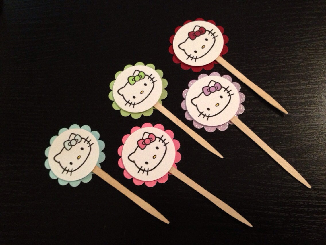 Hello Kitty Cupcake Topper Birthday Girl Party Favor (12) pick your colours
