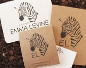 personalized stationery set - zebra - black & white - monogrammed notebook, cards and memo pad / jotter