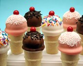12 Ice Cream Cone Cake Pop Minis for Summer, Beach, Sundae, Memorial Day, End of School Party, Birthday or Destination Wedding favor
