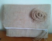 Free Shipping, Set of 6 Bridesmaids Burlap Folded Clutches, Wedding Clutches