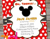 MICKEY MOUSE invitation - birthday invite customized - personalized invitation -  New - nice - blue red yellow black - digital printable diy
