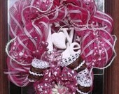 Love Pink and Brown and White Valentine Wreath