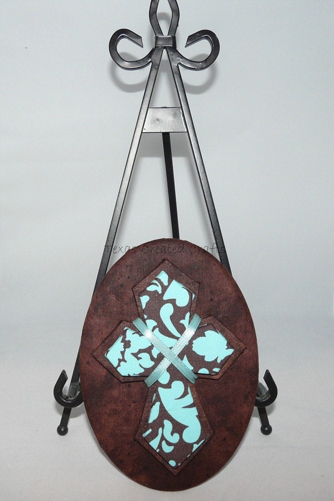 Cross Plaque-Brown and Teal