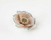 Felt and Fabric Flower Brooch - Blue  Embroidered Folk Flower Pin