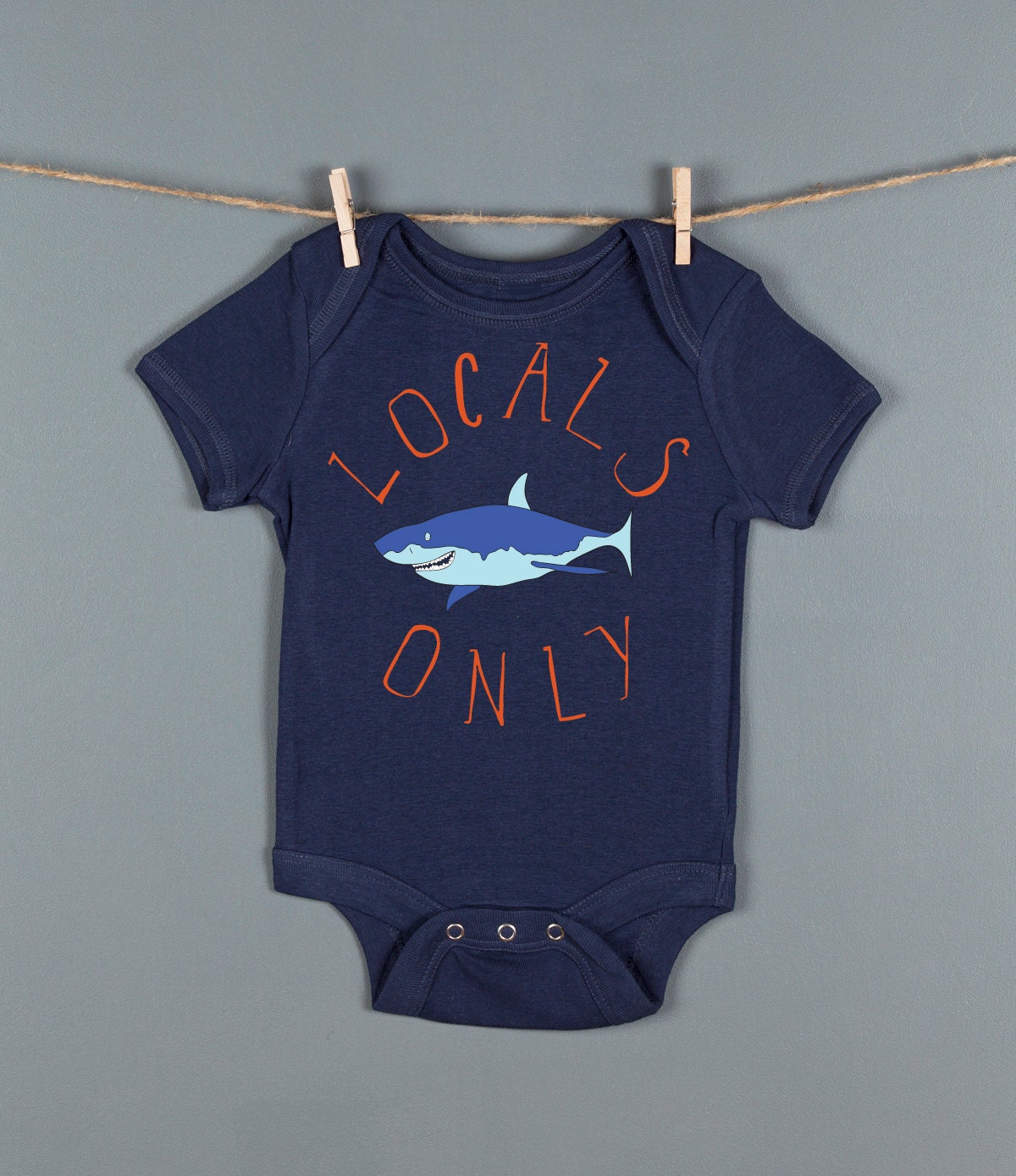 Baby Boy Onesie- Shark Onesie- Locals Only Shark Bodysuit- Funny Great White Shark One Piece- Great Baby Gift or First Birthday