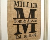 Burlap Initial, Burlap Monogram, Wedding, Art, Image, Initial, Print, Wedding Decor, Burlap Wall Art, Burlap Save the Date, Est. Date.