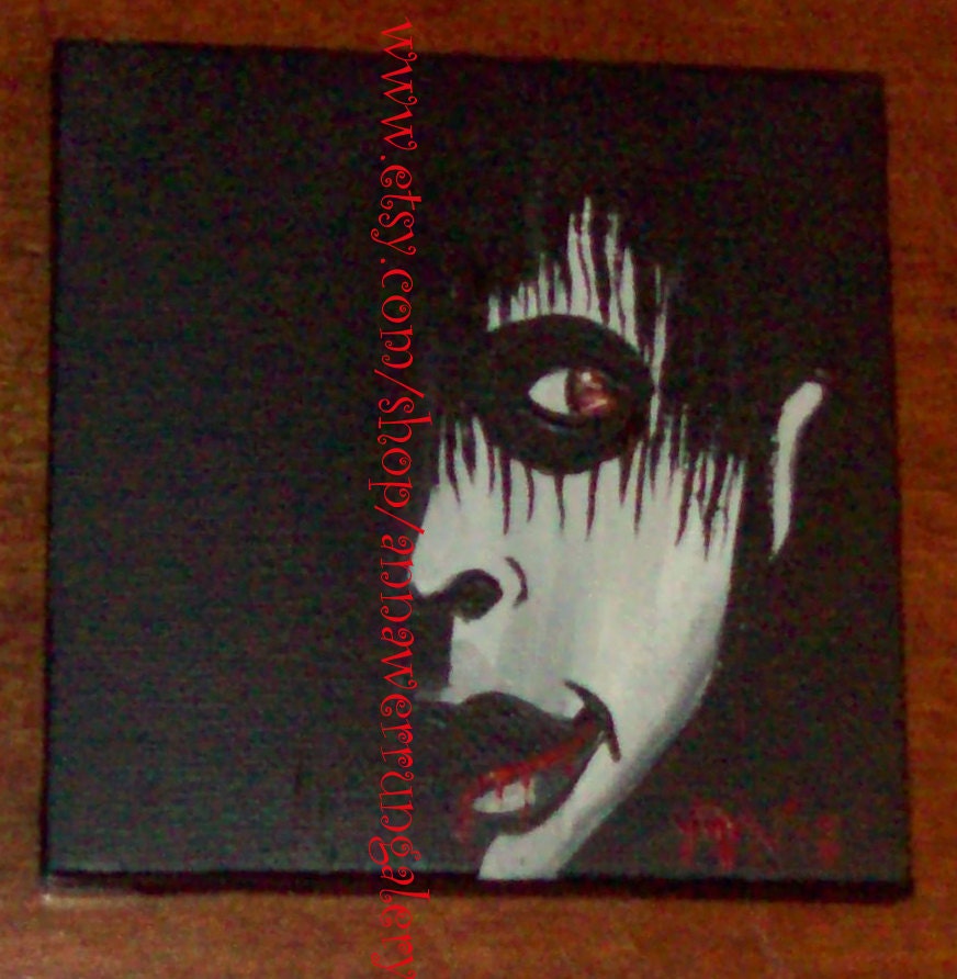 Vampire Painting Goth Painting "Dracula" Acrylic Painting 4 x 4 inch Anna Werrun