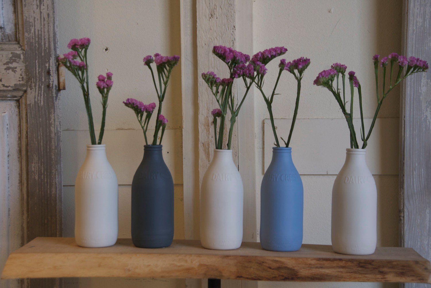 Set of 5 Milk Bottles /  Decoration / Apt for tableware / Porcelain / Vintage / English milk bottle