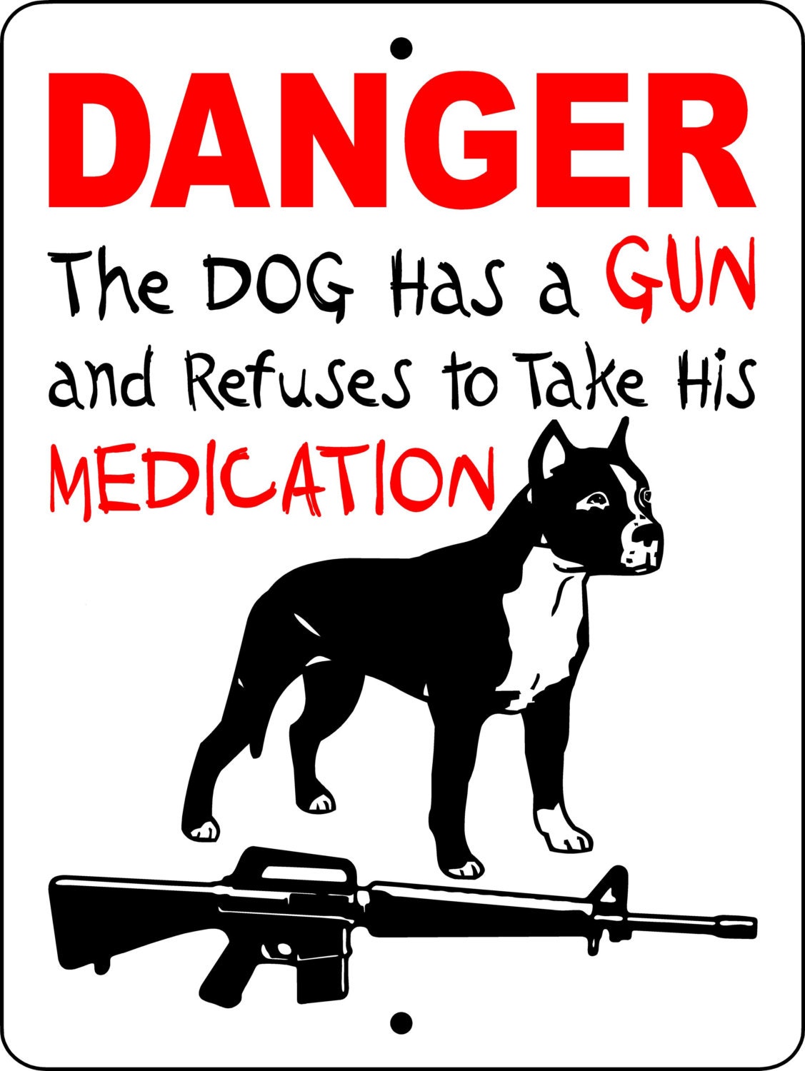 Pitbull Dog Sign 9"x12" "ALUMINUM" Danger9