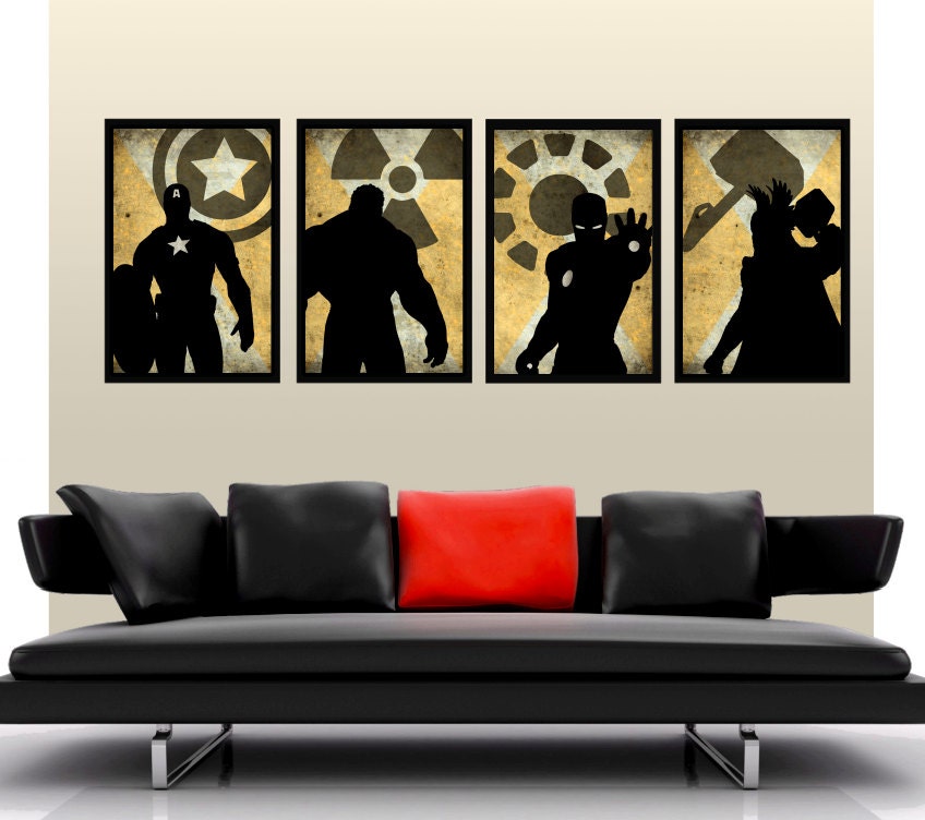Captain america, Ironman, Hulk, Thor comics - Avengers movie minimalist art poster prints 4 x 11"x17"