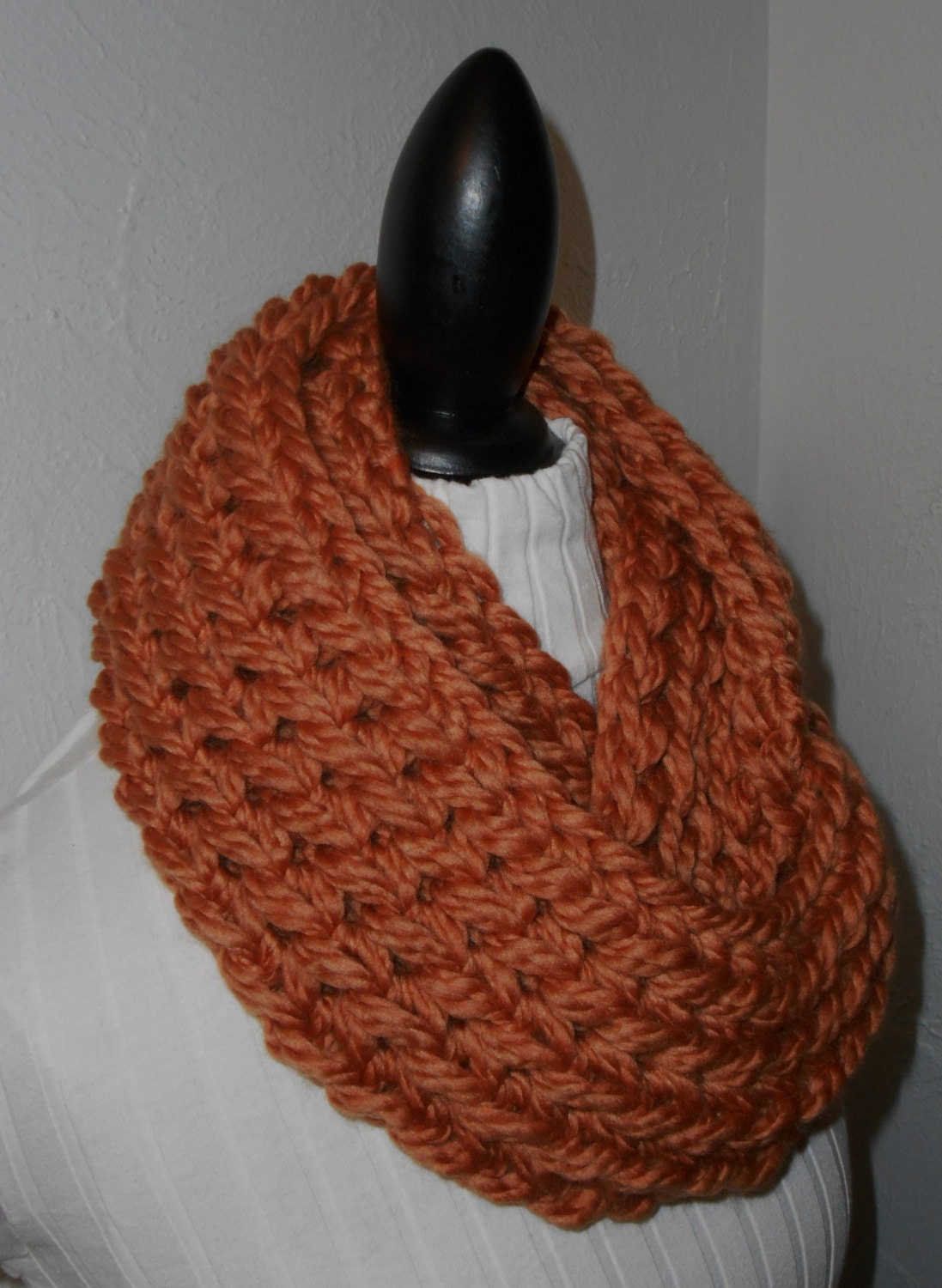 Chunky Infinity Scarf Cowl Burnt Orange Pumpkin Ready to Ship