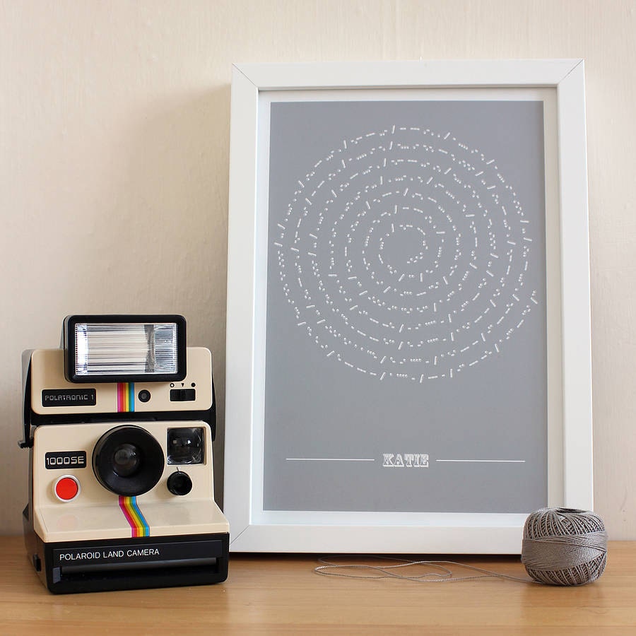 Morse code message printed in the shape of the moon