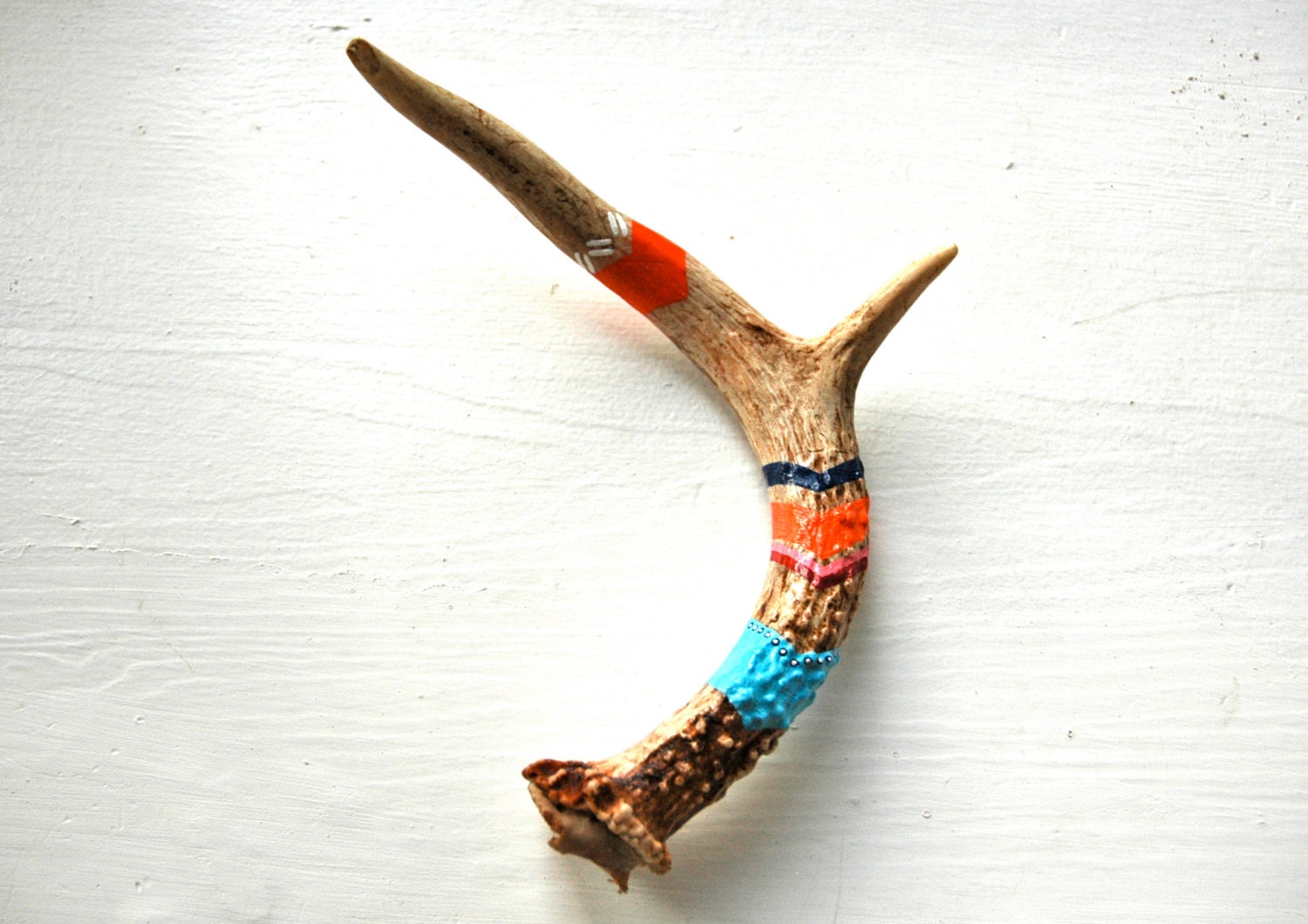 Medium Deer Antler- Argentine design in orange, sky blue, magenta, white and midnight blue