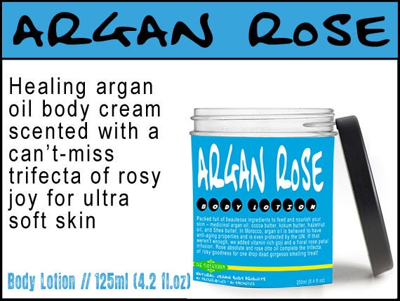 125ml (4.2 fl.oz) Argan Rose Body Lotion // Fresh Natural Vegan Handmade Body Lotion Cream w/ Essential Oils