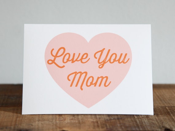 Custom - Love You Mom / Mother's Day Card // Letterpress Stamp Font / mothers / personalized