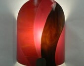 raspberry red and chocolate brown hand-made glass wall sconce lighting - matching bathroom sink available