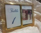 Set of 20- Gold or Silver Bling Wedding Frames- double sided personalized with photo, name, date and table number.