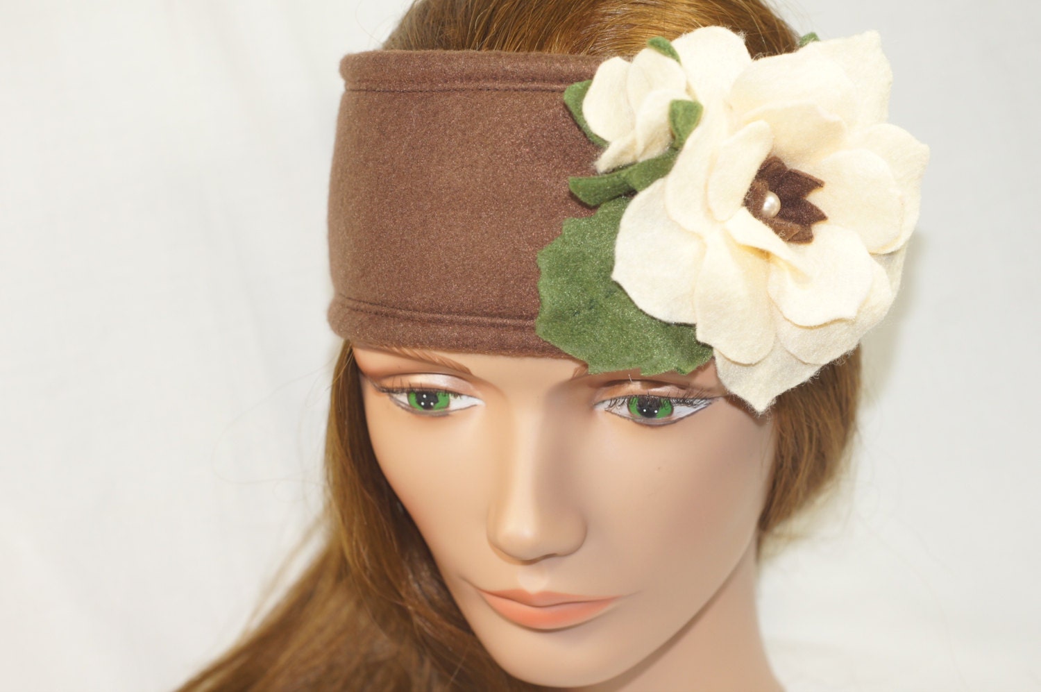 Felt Flower Headband Earwarmer Victorian Rose Headband
