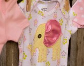 Hand-Embroidered Applique Elephant Bodysuit