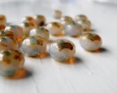 Apparition - faceted stone off-white opal 6x8mm rondelles (10), czech glass rondelles, grey beads, rondelle beads, faceted beads