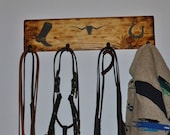 Serene Village - Beautifully Handmade Burnt Wood Western Wall Hanging/Hooks, Cowboy Boot, Longhorn, Horseshoe