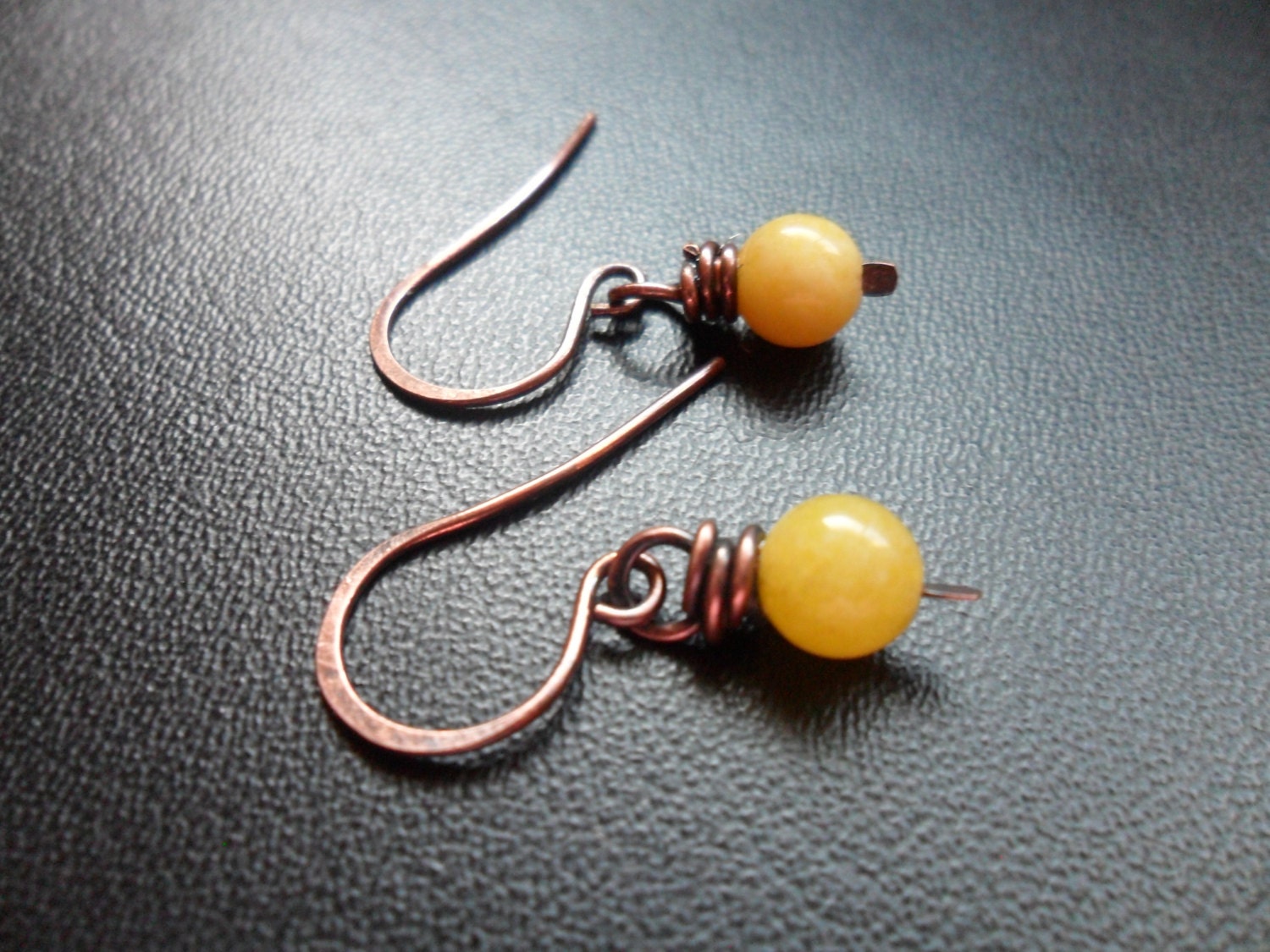 Yellow Candy Jade Minimalist Earrings Choose your metal Gift Boxed