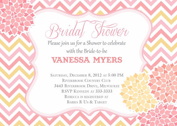 Chevron Floral Bridal Shower Invitation - Printable Il_570xn