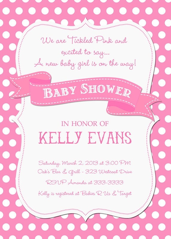 Tickled Pink Polka Dot Baby Shower Invitation - Printable Il_570xn