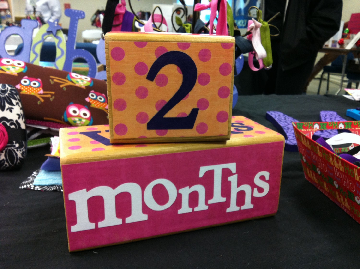 custom made wooden age blocks- baby milestone blocks- great maternity photography prop