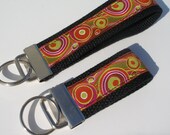 Orange Retro Key Fob - Key Ring, Key Chain - choices of sizes, full wrist or mini