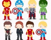 Superhero 4 Digital Clipart /Cute Superheroes Digital Clipart For Personal and Commercial Use / INSTANT DOWNLOAD Il_170x135