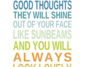 If You Have Good Thoughts Quote Roald Dahl Print Subway Art Typography Modern Home Decor Inspirational green yellow blue