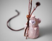 Mouse 12 "The Nostalgic Poet" Handmade Stoneware Sculpture, Ceramic Animal Figure by MURTIGA