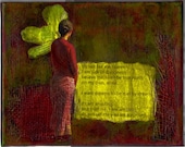 Mixed Media 8x10 artwork, "Amazing in Red" Original art